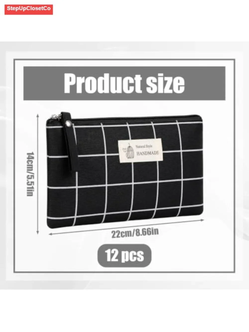 12 Pc Canvas Cosmetic Bags Set Zipper Travel Makeup Organizer Pouches Multicolor